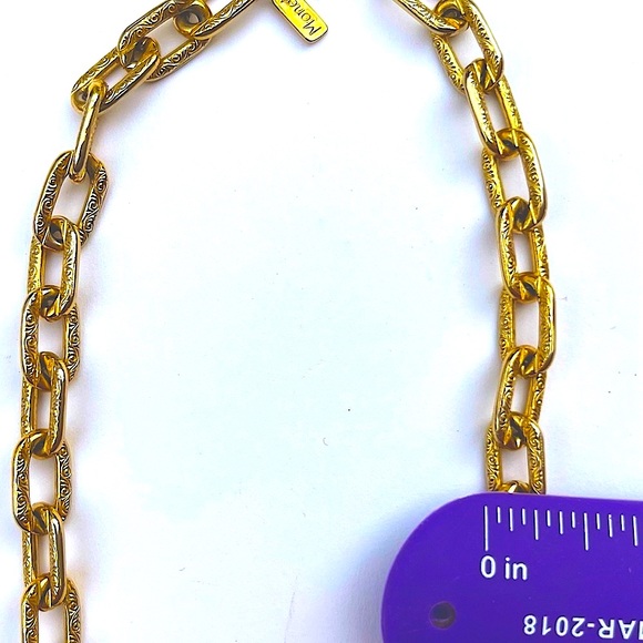 GOLD PAPER CLIP NECKLACE CHAIN 24”x 1/3” ETCH DESIGN LINKS MONET NEW VINTAGE - Picture 7 of 13